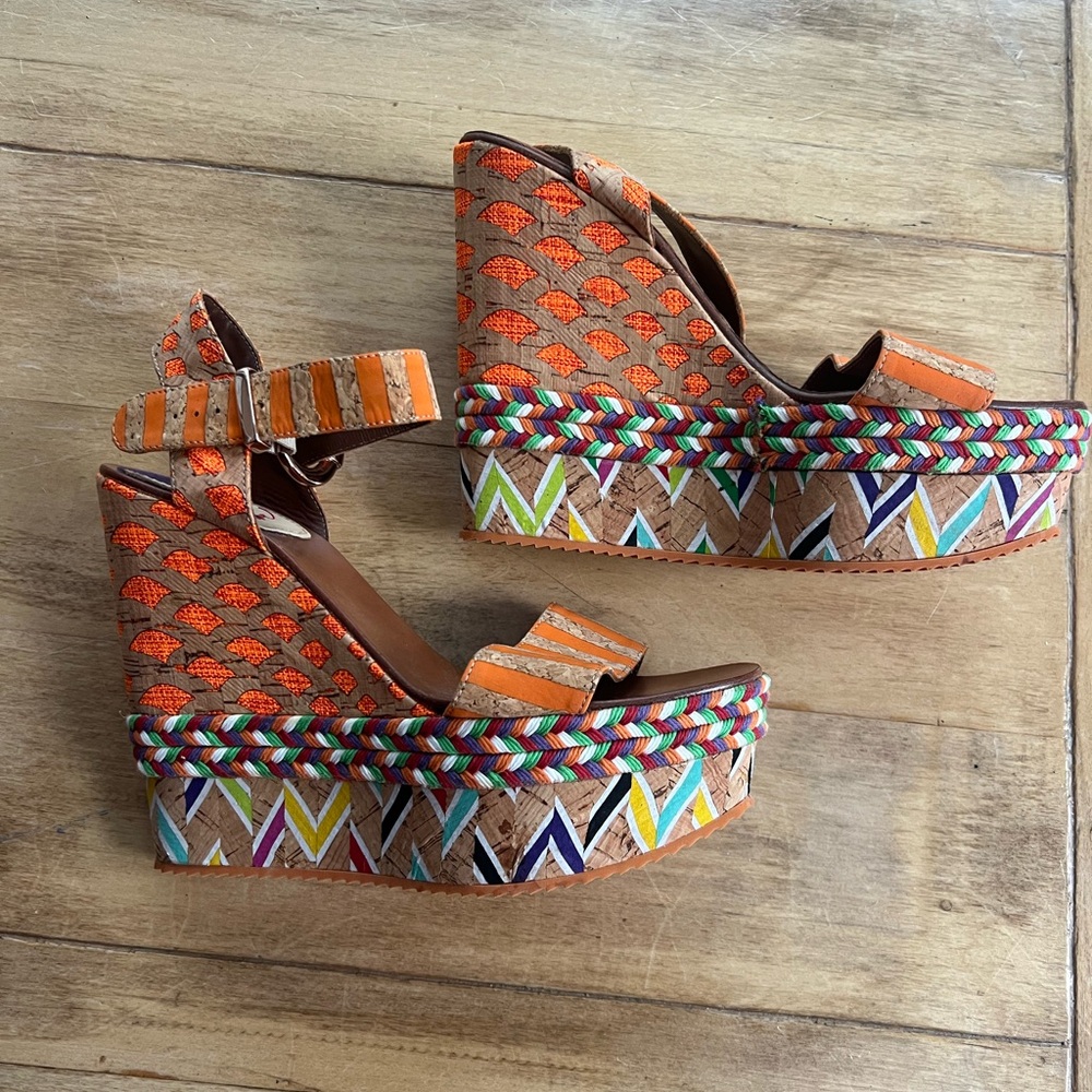 Colorful Patterned Wedge Sandals